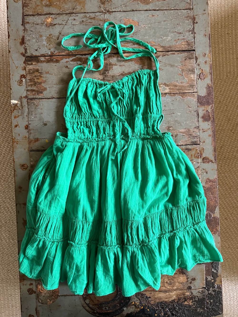 Free People Green Taking Sides Mini Dress with Pockets - Picture 1 of 11